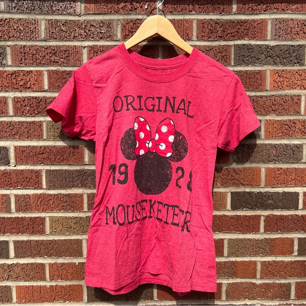 Disney Store Dusty Red and Black Minnie Mouse The Original Mouseketeer Tee Shirt